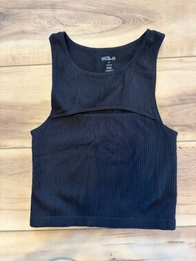 BKE Black Ribbed Cutout Tank